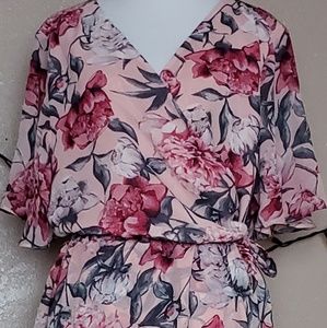 Loft Outlet XL Womens faux wrap dress pink floral
